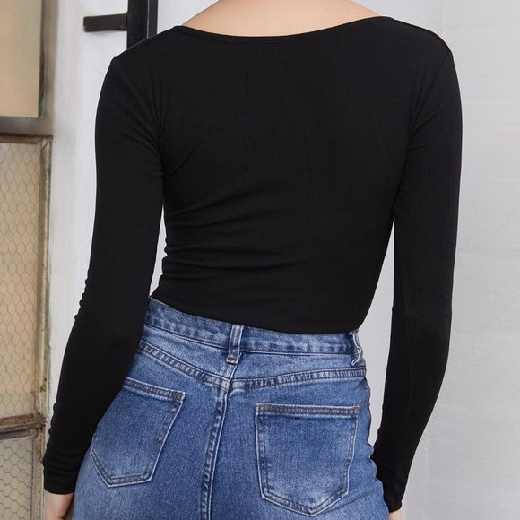 Emery Ribbed Ruched Bodysuit - Picture 2 of 4